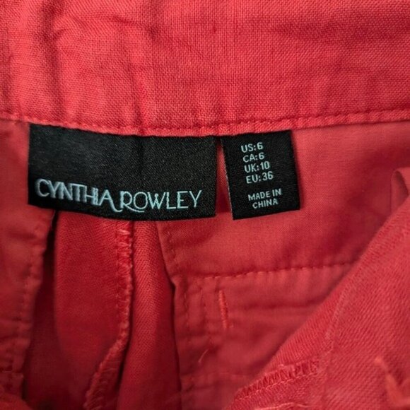 Cynthia Rowley Linen Pants Pocket Red Size 6 - Picture 5 of 5